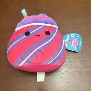 Squishmallow Christina the Slushie Plush with Pink and Purple Stripes